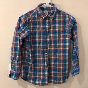 Lands End Blue, subtle red oxford shirt size 10-12